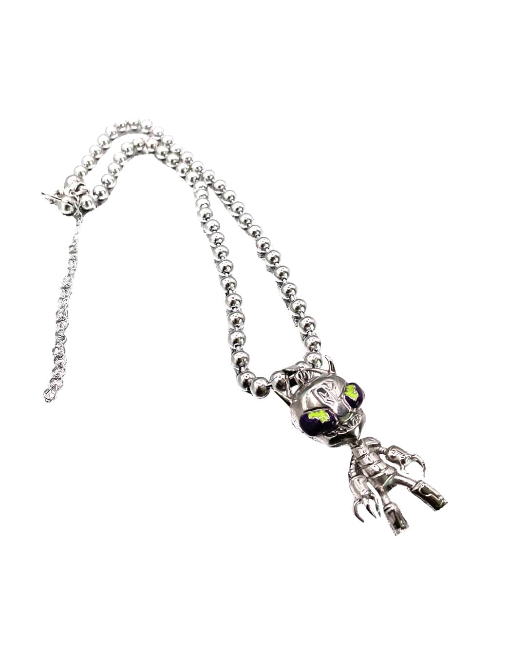MSUD.CO 20" Inch Chain / Silver (Purple/Green) INVADER NECKLACE